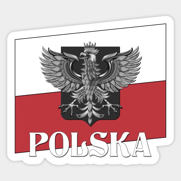 POLSKA - Poland Flag and Shield Sticker by DreamStatic